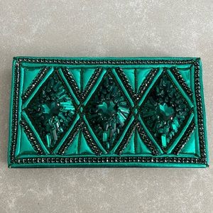 Balmain Z H&M emerald green clutch